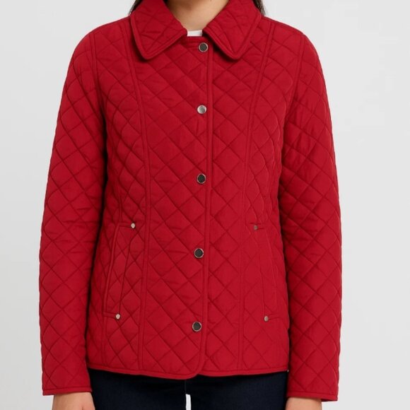 Michael Kors Women Bottom Front Quilted Red Snap Jacket L Pockets Size Small - Picture 1 of 12